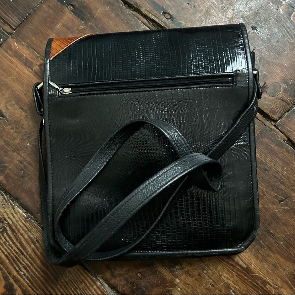 Roche Ventura Black & Brown Burma Leather Shoulder Bag - Picture 7 of 12